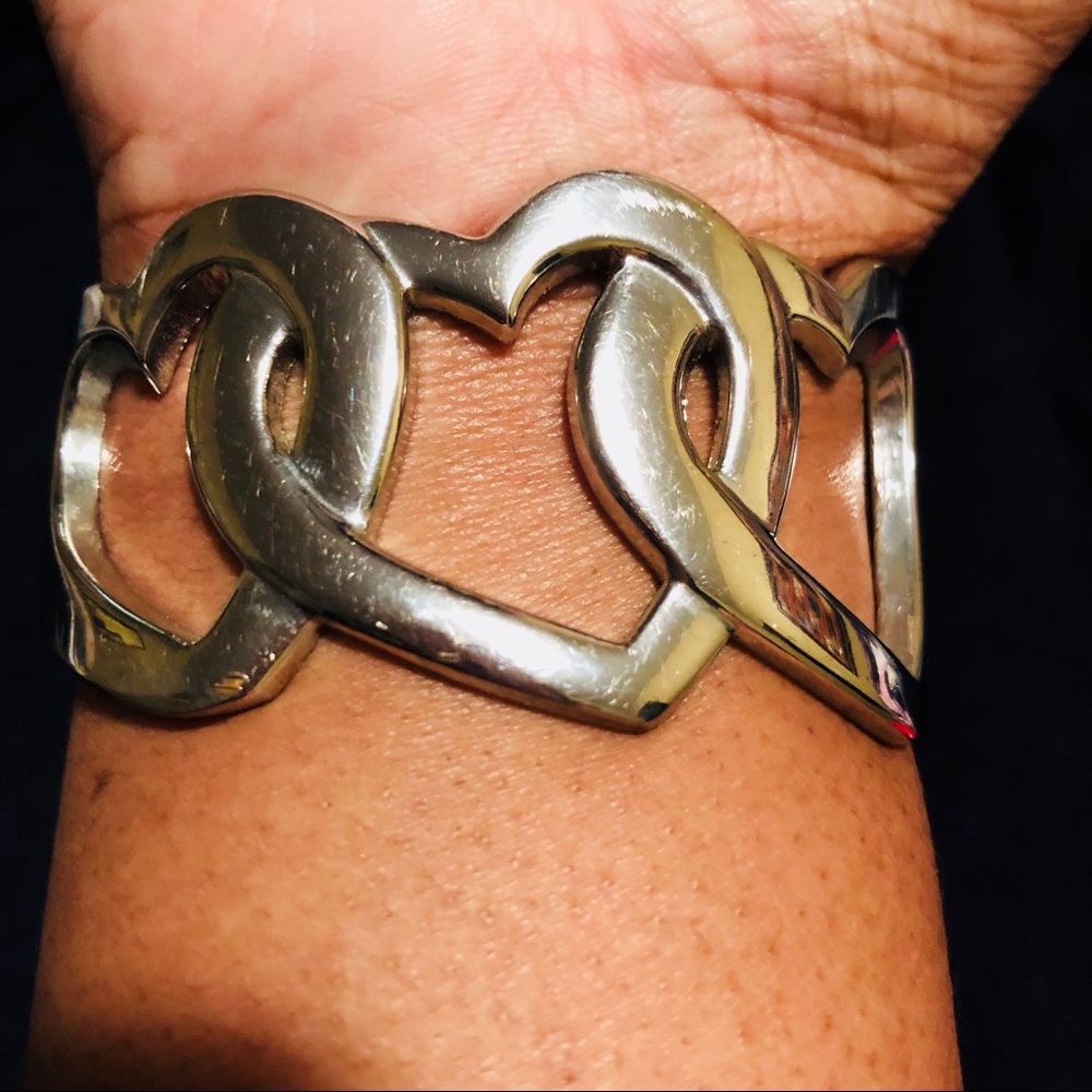 Infinity Heart | Silver Rhinestone Cuff Bracelet - image 4